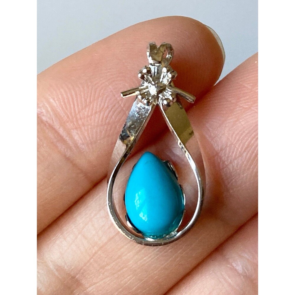 Vintage gold filled blue turquoise pendant